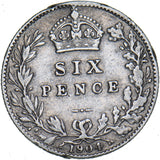 1904 Sixpence - Edward VII British Silver Coin