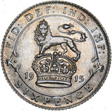 1915 Sixpence - George V British Silver Coin - Very Nice
