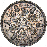 1930 Sixpence - George V British Silver Coin - Very Nice