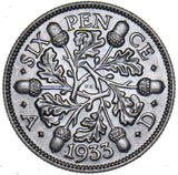 1933 Sixpence - George V British Silver Coin - Very Nice