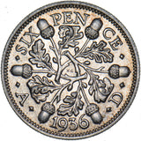 1936 Sixpence - George V British Silver Coin - Very Nice