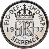 1937 Proof Sixpence - George VI British Silver Coin - Very Nice