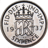1937 Proof Sixpence - George VI British Silver Coin - Superb