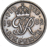 1952 Sixpence - George VI British  Coin - Nice