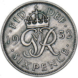 1952 Sixpence - George VI British  Coin - Nice