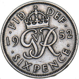 1952 Sixpence - George VI British  Coin - Nice