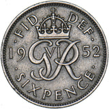 1952 Sixpence - George VI British  Coin - Nice