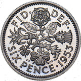 1953 Proof Sixpence - Elizabeth II British  Coin - Superb