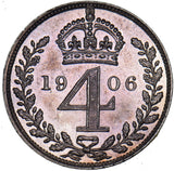 1906 Maundy Fourpence - Edward VII British Silver Coin - Superb
