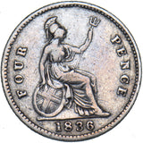 1836 Groat (Fourpence) - William IV British Silver Coin - Nice
