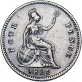 1836 Groat (Fourpence) - William IV British Silver Coin - Nice