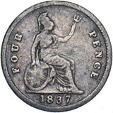 1837 Groat (Fourpence) - William IV British Silver Coin