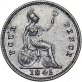 1845 Groat (Fourpence) - Victoria British Silver Coin - Nice