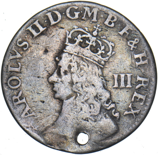 1660’s Undated  Maundy Threepence (Holed) - Charles II British Silver Coin