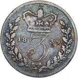 1839 Threepence - Victoria British Silver Coin