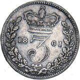 1861 Threepence - Victoria British Silver Coin