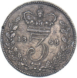 1868 Threepence - Victoria British Silver Coin