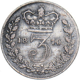 1870 Threepence - Victoria British Silver Coin