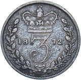 1872 Threepence - Victoria British Silver Coin