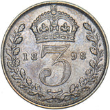 1898 Threepence - Victoria British Silver Coin - Nice