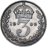 1902 Threepence - Edward VII British Silver Coin - Very Nice
