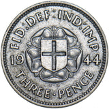 1944 Silver Threepence - George VI British Silver Coin - Nice