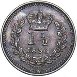 1836 Threehalfpence - William IV British Silver Coin - Very Nice