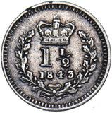 1843 Threehalfpence - Victoria British Silver Coin