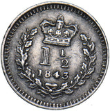 1843 Threehalfpence - Victoria British Silver Coin