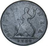 1731 Farthing - George II British Copper Coin
