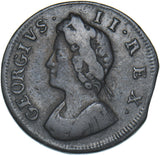 1732 Farthing - George II British Copper Coin