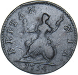 1754 Farthing - George II British Copper Coin