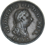 1807 Farthing - George III British Copper Coin - Nice