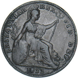 1822 Farthing - George IV British Copper Coin - Nice