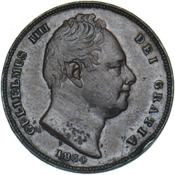 1834 Farthing - William IV British Copper Coin - Nice