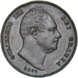 1835 Farthing - William IV British Copper Coin - Nice