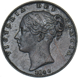 1840 Farthing - Victoria British Copper Coin - Nice