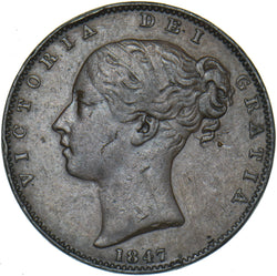 1847 Farthing - Victoria British Copper Coin - Nice