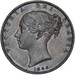 1848 Farthing - Victoria British Copper Coin - Very Nice