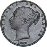 1849 Farthing - Victoria British Copper Coin - Nice