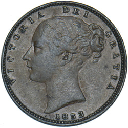 1853 Farthing - Victoria British Copper Coin - Nice