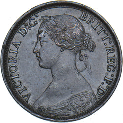 1862 Farthing - Victoria British Bronze Coin - Very Nice