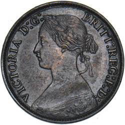 1866 Farthing - Victoria British Bronze Coin - Very Nice