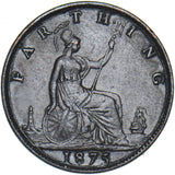 1875 Farthing (No H, Large Date) - Victoria British Bronze Coin - Very Nice