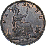 1887 Farthing - Victoria British Bronze Coin - Very Nice
