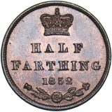 1852 Half Farthing - Victoria British Copper Coin - Superb
