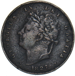 1827 Third Farthing - George IV British Copper Coin