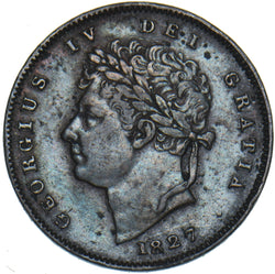 1827 Third Farthing - George IV British Copper Coin - Nice