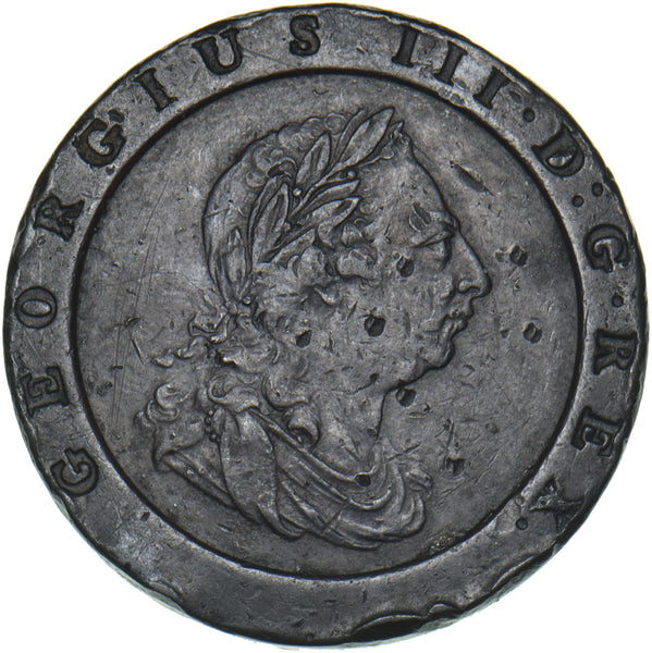 1797 Cartwheel Twopence - George III British Copper Coin