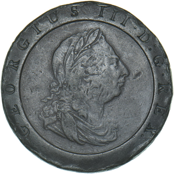 1797 Cartwheel Twopence - George III British Copper Coin